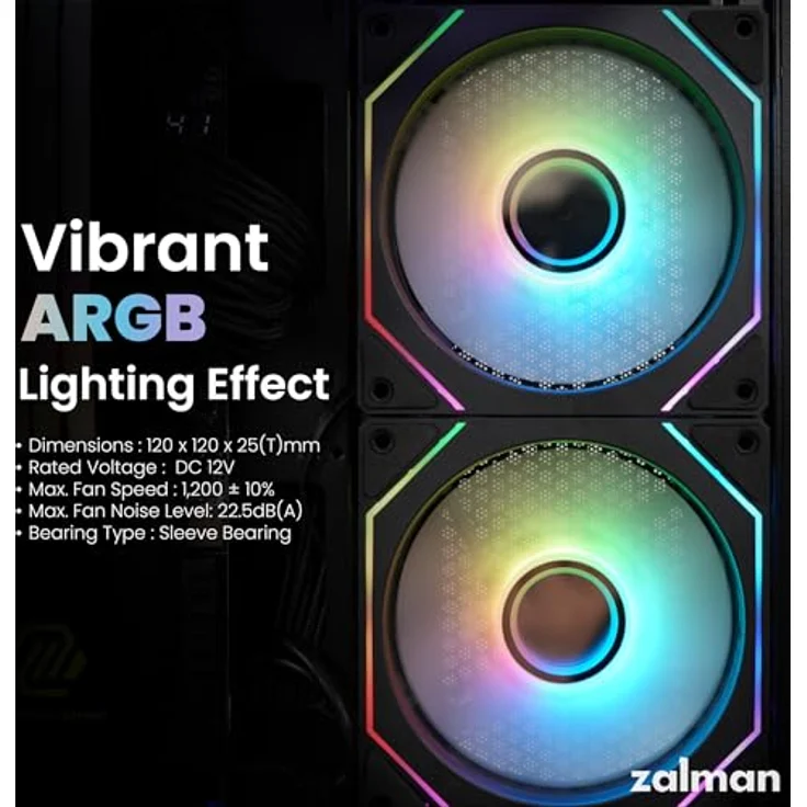 Zalman Chronix Black, ATX/Mini-ITX/mATX PC Gehäuse mit gehärteten Glasplatten und RGB-Lüftern, Schwarz – Bild 9