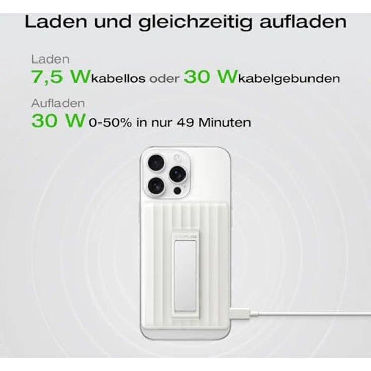 EF ECOFLOW Magsafe Power Bank 10000mAh, Magnetische Powerbank mit 30W USB C, Drahtloses Laden 7,5W, kompatibel mit iPhone 17/16/15 Series und AirPods, Weiß – Bild 3