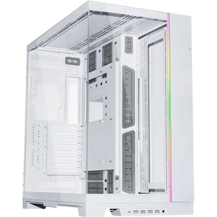 Lian Li O11D EVO XL PC-Gehäuse, umkehrbares PC-Gehäuse, Nahtlose Glasverkleidung, 460 mm GPU-Freiheit, DREI Motherboard-Positionen, Stahl, Aluminium, gehärtetes Glas, Tower-PC-Gehäuse, Weiß – Bild 1
