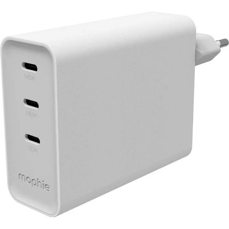 mophie Speedport 140, Wandladegerät mit 140W USB-C Power Delivery, für bis zu drei Geräte gleichzeitig, Weiß