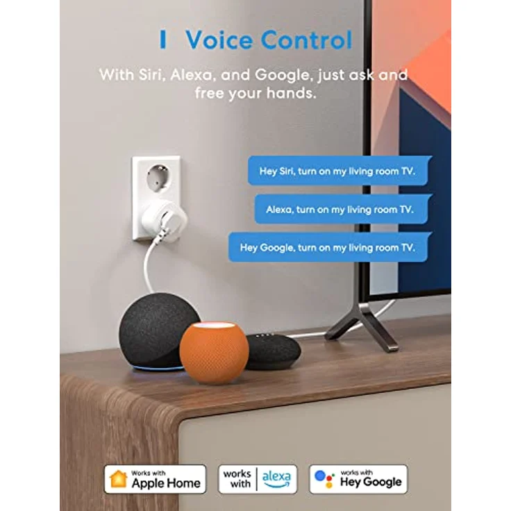Meross MSS210EU, Smart Plug mit Wi-Fi, Sprachsteuerung und Timer-Funktion, sicherheitszertifiziert – Bild 2