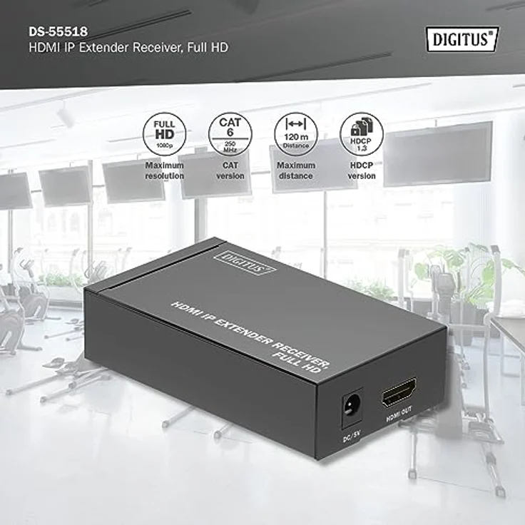 DIGITUS HDMI IP Extender Receiver, Full HD (1080p/60Hz), 120m Reichweite, Schwarz – Bild 4