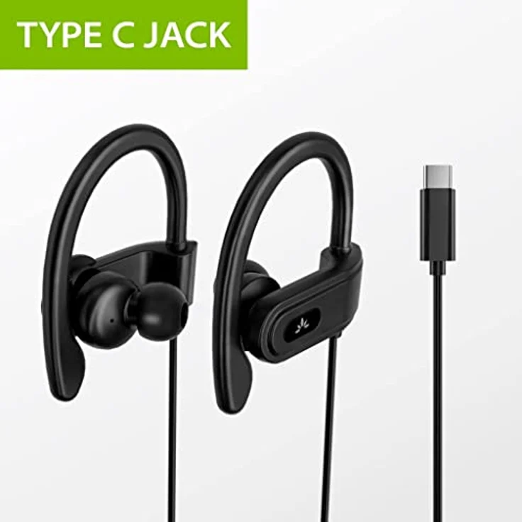 Avantree C171 - Kabel USB C In Ear Kopfhörer und Mikrofon für Sport und Joggen mit Over Ear Ohrhörern und Inline Lautstärkeregler, kompatibel mit Samsung Galaxy, Android und Anderen Typ C Smartphones – Bild 2