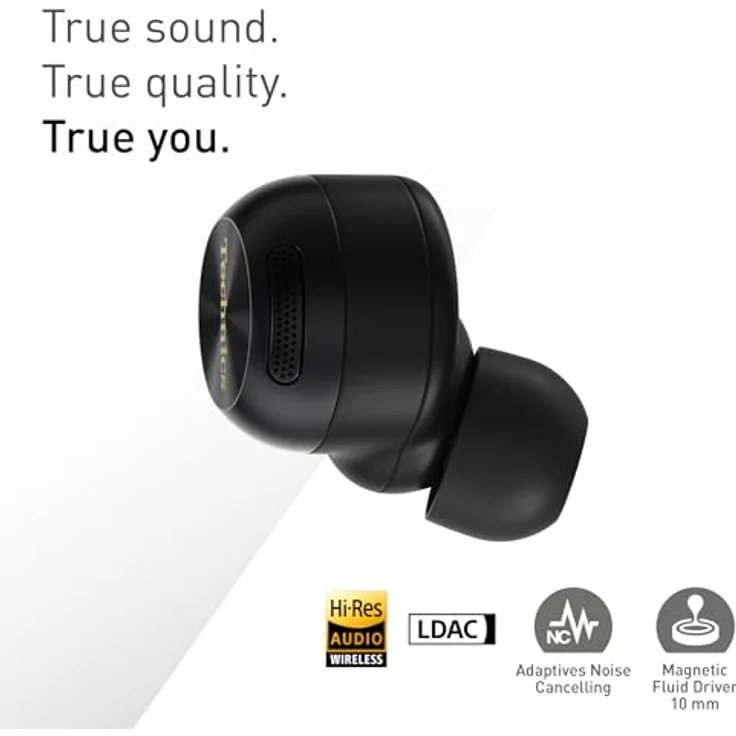 Technics EAH-AZ100-K Kabellose Ohrhörer mit Geräuschunterdrückung, 10mm Magnetic Fluid Driver, Multipoint-Bluetooth, Voice Focus AI, Bequeme In-Ear-Kopfhörer, Schwarz – Bild 4