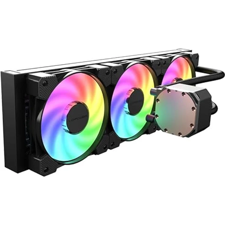 LC-Power LC-CC-360-B-ARGB JetFlow Series, 360mm CPU Wasserkühler mit RGB-Beleuchtung, max. Luftstrom 70 cfm, leise 18 dB, schwarz – Bild 3
