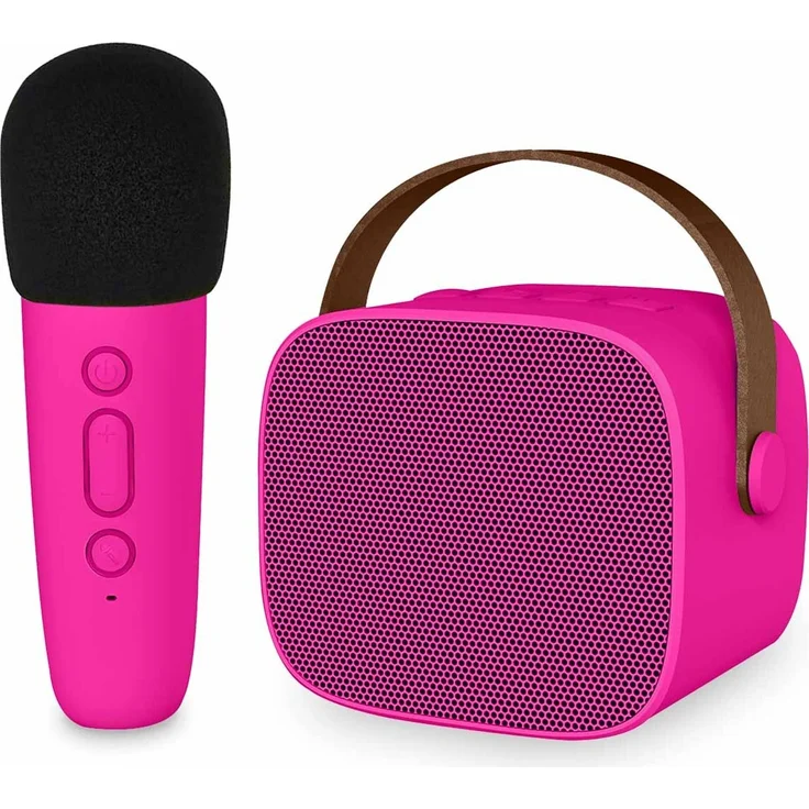 iMoshion Kids Karaoke-Set, Lautsprecher und Mikrofon mit Echo-Funktion, Hot Pink, lange Akkulaufzeit, 10 Meter Reichweite