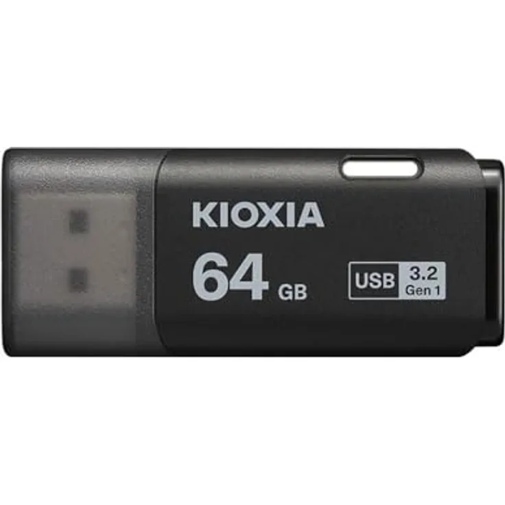 KIOXIA TransMemory U301, 64GB USB-Stick schwarz, tragbar mit Schutzhülle, kompatibel mit Windows und MacOS