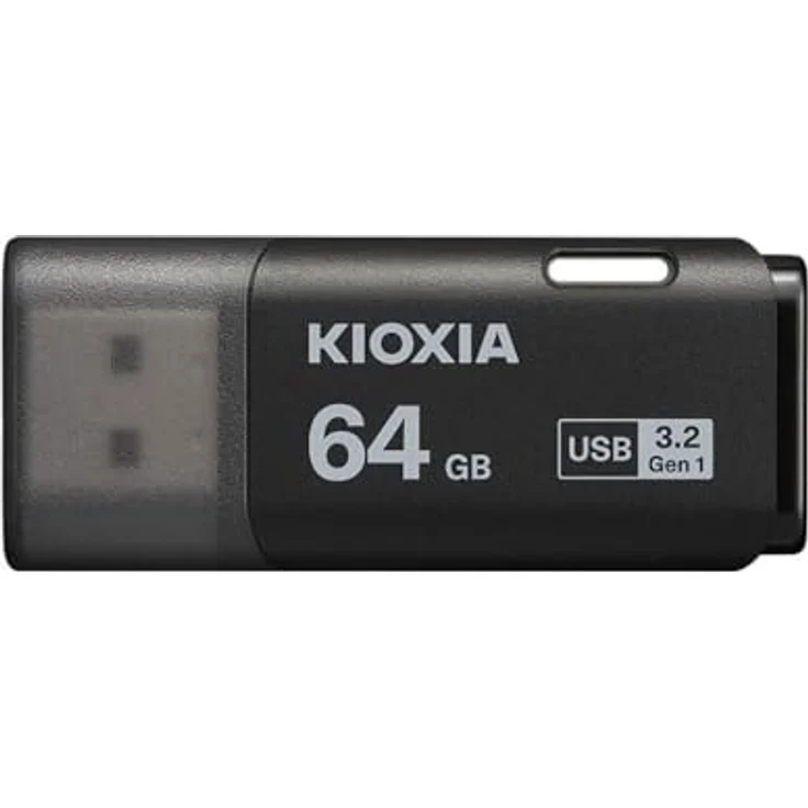 KIOXIA TransMemory U301, 64GB USB-Stick schwarz, tragbar mit Schutzhülle, kompatibel mit Windows und MacOS – Bild 1