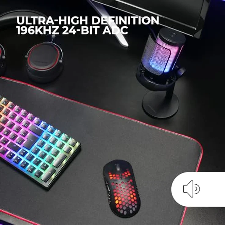 Mars Gaming MMIC-XT, Professionelles 192kHz 24-Bit Studiomikrofon mit Kugelarm, Anti-Shock-Mount, Pop-Filter und ARGB Flow-Beleuchtung, Schwarz – Bild 2