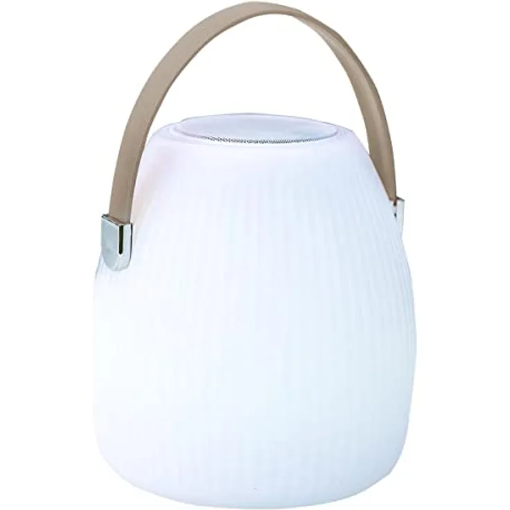 LUMISKY Mini May Play, kabellose Bluetooth-Lautsprecherlampe mit LED in warmweiß und mehrfarbig, spritzwassergeschützt, 230 mm
