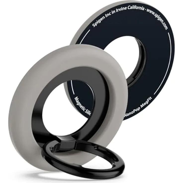 Spigen NanoPop MagFit MagSafe Ringhalterung, 135° verstellbar, kompatibel mit iPhone 17/16/15/14 Pro Max Air, Google Pixel 10 Pro Fold XL, Samsung Galaxy S25 Ultra - Grau