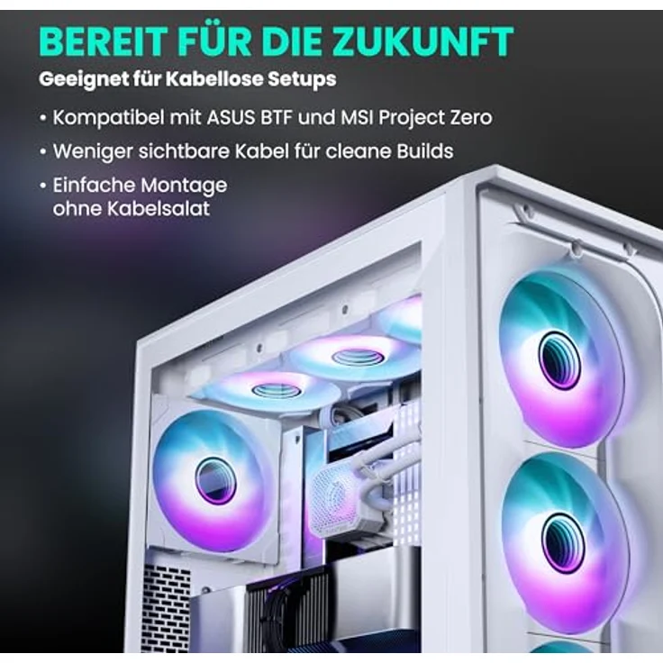 PHANTEKS Eclipse G400A PC-Gehäuse, Midi-Tower, E-ATX, Tempered Glass, D-RGB - weiß – Bild 4