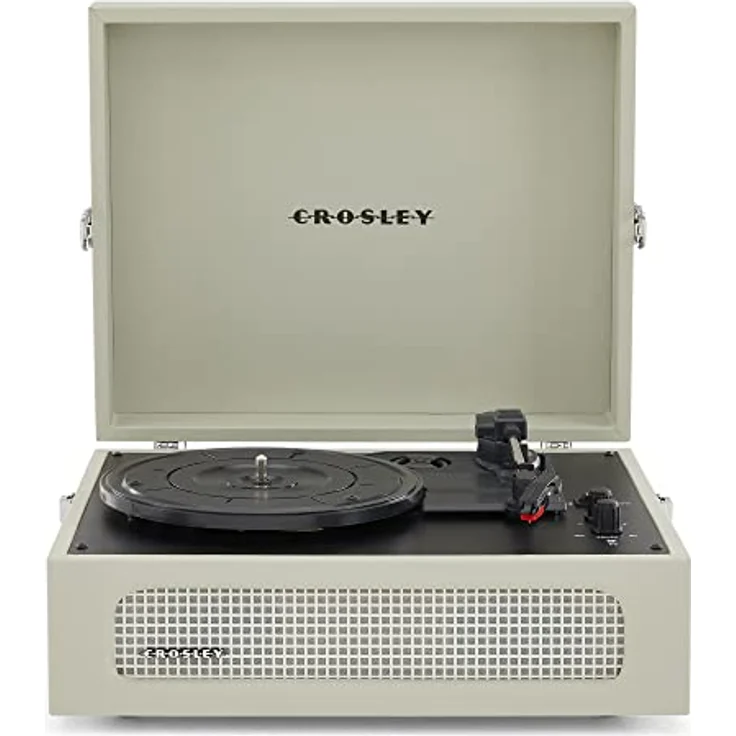 Crosley Voyager Plattenspieler mit 2 Lautsprecher, Bluetooth In & Out und AUX - 3 Speed Retro Schallplattenspieler - Für 7", 10" und 12" Vinyl - Tragbar mit Integriertem Koffer - Dune – Bild 1
