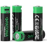 PATONA Mignon AA Akkus USB-C (4er Pack), 1,5V / 3000 mWh, 2000 mAh, Aufladbar über USB-C (350mA) - Praktisches Ladekabel mit 2 Anschlüssen