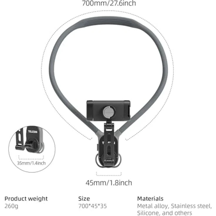 Telesin S2-HNB-02, Nackenhalter mit Handyhalterung für Drohnen, bequemes und leichtes Design für Smartphones – Bild 8