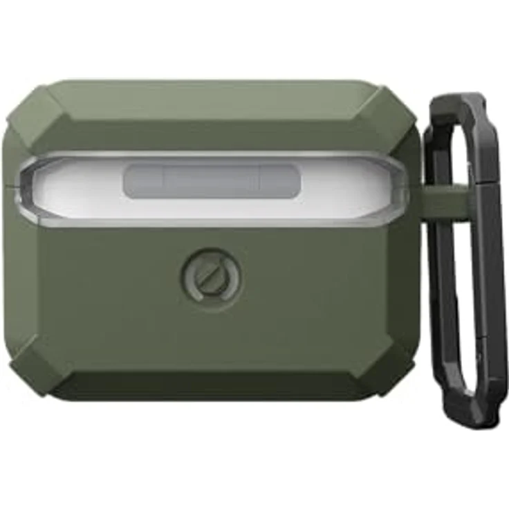 URBAN ARMOR GEAR Plasma Case für Apple AirPods Pro 3 (2025), Wireless-Charging kompatibel, sichtbar LED-Status, abnehmbarer Karabinerhaken, olive/transparent – Bild 4