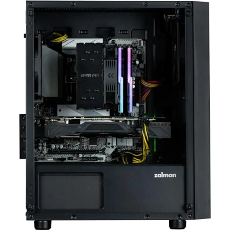 Zalman T3 Plus Mini Tower Case, mATX und Mini-ITX kompatibel, Schwarz, mit Seitenfenster aus gehärtetem Glas und Wasserkühlungsmöglichkeit – Bild 3