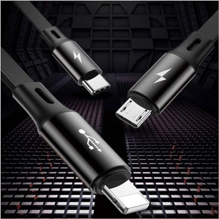 Baseus Rapid Series 3-in-1-Kabel USB-C, Lightning und Micro-USB, 20 W Schnellladung, 1,5 m, Schwarz – Bild 9