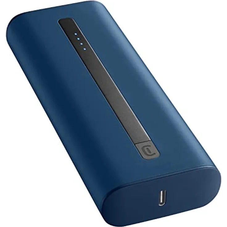 Cellularline | Tragbare Ladegeräte | Extra kompaktes tragbares Ladegerät 20000Mha - USB-C Power Delivery 20W für iPhone - 18W adaptiver USB-Anschluss für Samsung - Blau