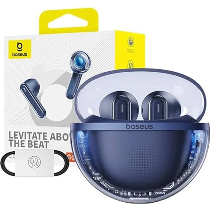 Baseus Bowie E5x, TWS Bluetooth-Kopfhörer mit KI-Geräuschunterdrückung, 25 Stunden Akkulaufzeit, Gaming-Modus, blau – Bild 1