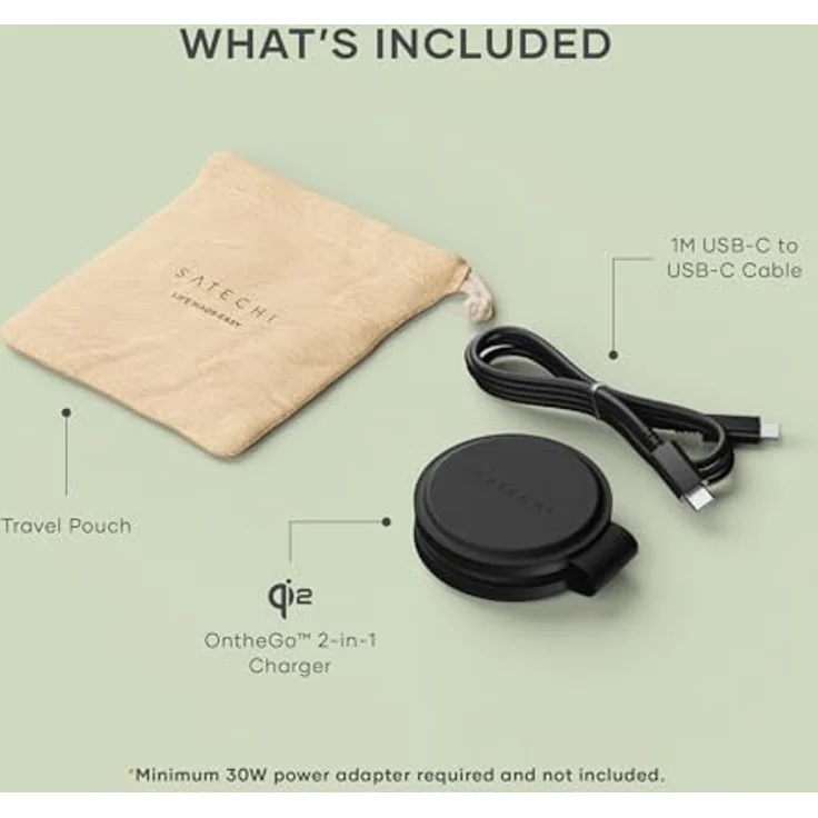 Satechi OntheGo 2-in-1 Wireless Charger, kompaktes Ladegerät mit Qi2 (15 W) für iPhone und Apple Watch, schwarz – Bild 8
