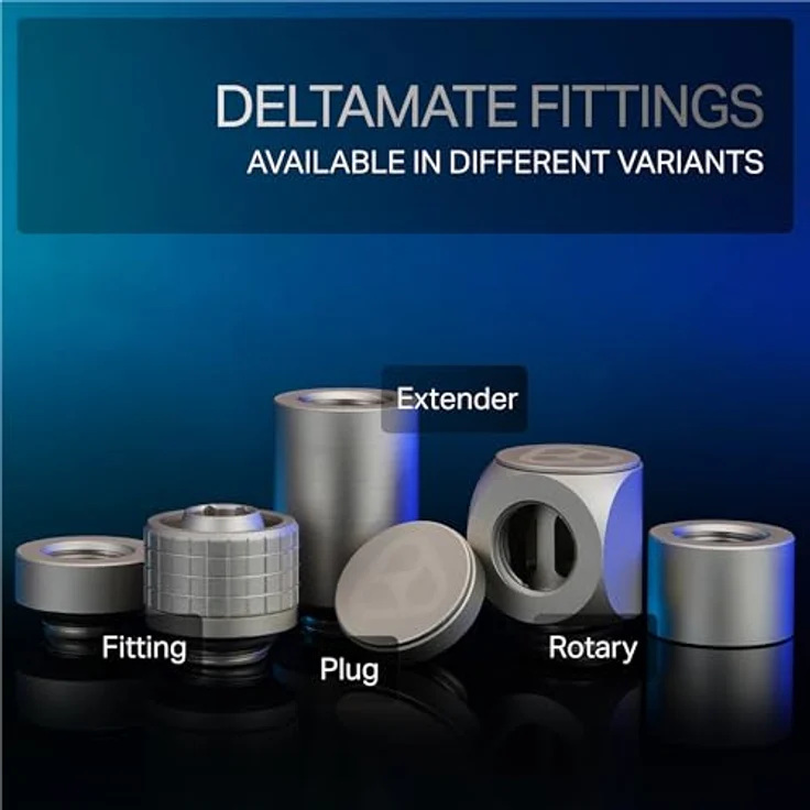 Thermal Grizzly DeltaMate Extender MF28, 6er Pack Verlängerungsfitting 28mm, matt nickel, CNC-gefräßtes Messing, G1/4 Zoll Außen- & Innengewinde für modulare Wasserkühlungssysteme – Bild 4