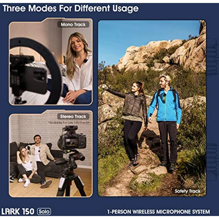 Hollyland Lark 150 Solo Mikrofon 1:1, Transmitter und Receiver mit 100m Übertragungsdistanz, intelligente DSP-Rauschunterdrückung, Ladekoffer und Echtzeit-Klangüberwachung – Bild 8