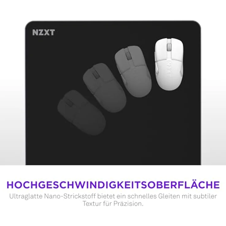 NZXT Zone Elite L Mauspad, 400 mm x 400 mm, Nano-Gewebestoff, rutschfeste Schaumstoffbasis, spritzwasserfest, schwarz – Bild 5