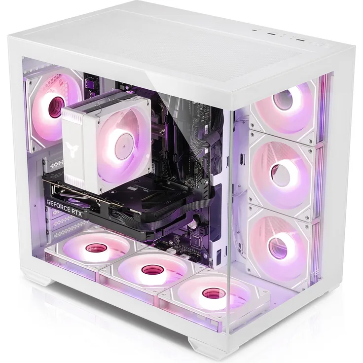 kiebel.de Gaming PC Panorama Polar IX, AMD Ryzen 5 9600X, 16GB DDR5, AMD Radeon RX 9060 8GB, 1TB SSD, ARGB-Beleuchtung, Windows 11