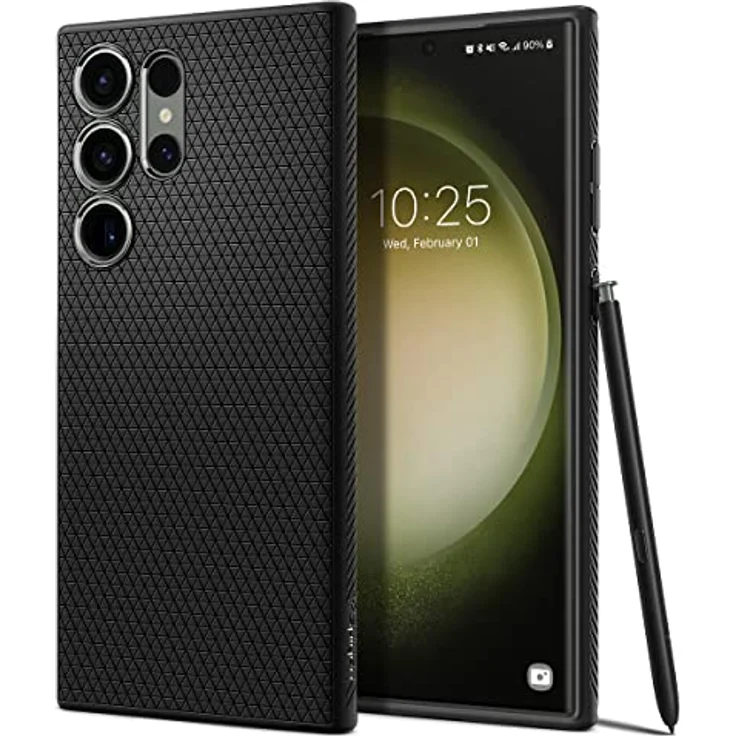 Spigen Liquid Air Hülle Kompatibel mit Samsung Galaxy S23 Ultra 5G -Schwarz Gemustertes TPU für Fingerabdruckvermeidung – Bild 1