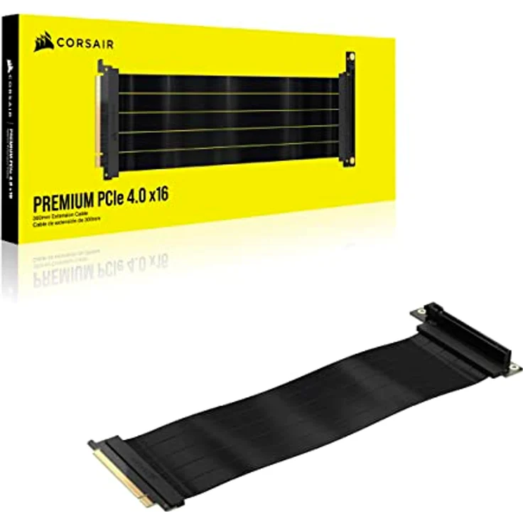 Corsair Premium-PCIe 4.0 x16-Verlängerungskabel, 300 mm, EMI-geschirmt, 90° weiblicher PCIe-Anschluss, abwärtskompatibel mit PCIe 3.0-Systemen, Schwarz – Bild 4
