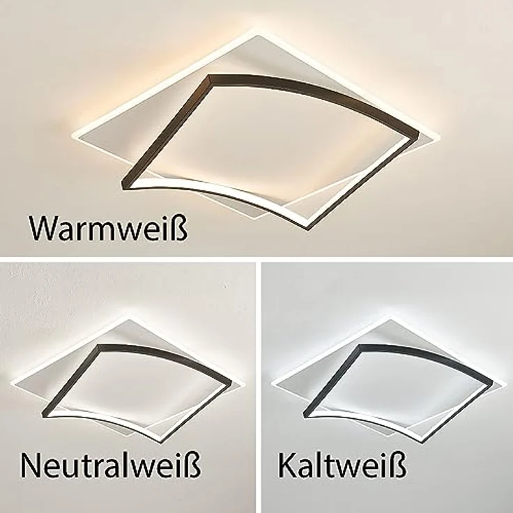 Eurotondisplay SX915-500 LED Deckenleuchte mit Fernbedienung, schwarz weiß, einstellbare Lichtfarbe/Helligkeit, sehr leicht – Bild 3
