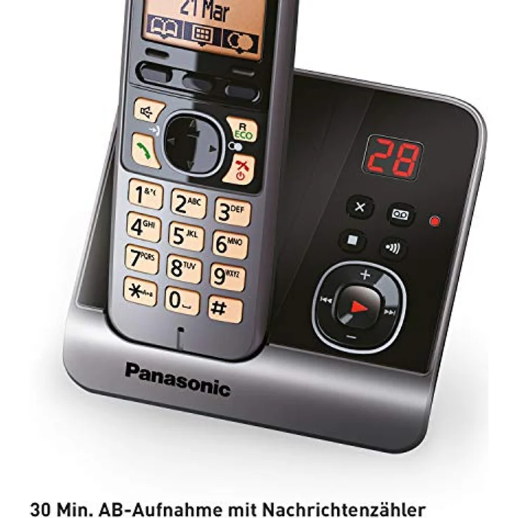 Panasonic KX-TG6761GB Schnurlostelefon mit DECT Repeater für verbesserte Reichweite, Telefonverstärker, schwarz – Bild 3