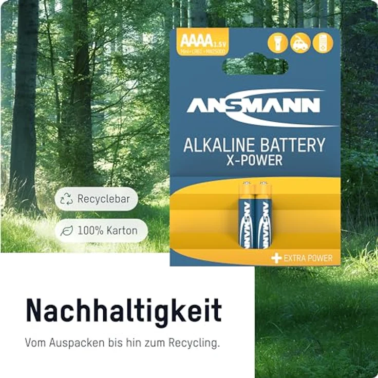 ANSMANN (2er-Pack) 1,5V Alkaline AAAA Batterie (Sondergröße AAAA-LR61) Batterie für Stylus Surface Pro-Dell Venue Pro Tablet, ''Leuchtie'' Hunde Leuchthalsbänder – Bild 3