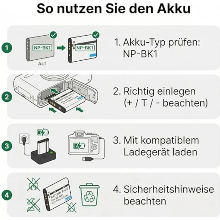 AccuCell Akku kompatibel mit Sony NP-BK1, passend für Cyber-shot DSC-S750 und DSC-S780, hohe Kapazität – Bild 5