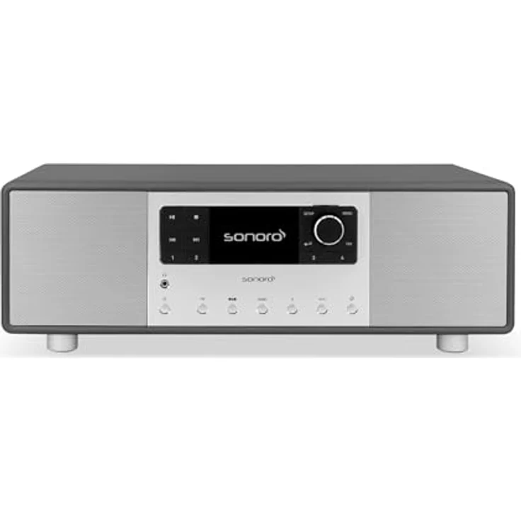 sonoro Primus Internetradio mit Bluetooth (Spotify, Deezer, Podcasts, FM/UKW, DAB Plus, WLAN, AUX-In, Holzgehäuse) Stereoanlage Matt Graphit – Bild 2