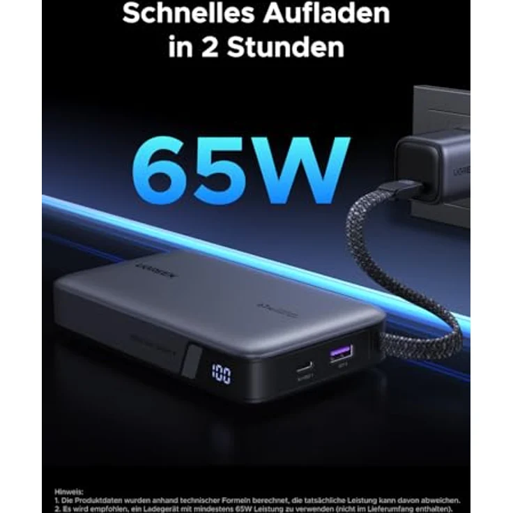 UGREEN Nexode Power Bank, 20000mAh 67W Schnellladung mit integriertem USB-C Kabel, kompatibel mit Xiaomi 15 Ultra, Galaxy S25 Ultra, iPhone 17/16 Serie, inkl. Trageriemen und Mehrfachschutzsystem – Bild 5