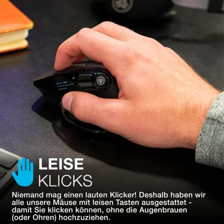 JLab Audio Epic Ergonomische Muis Rechtshandig - Draadloos - Bluetooth - USB (Kabellos), Maus, Schwarz – Bild 6