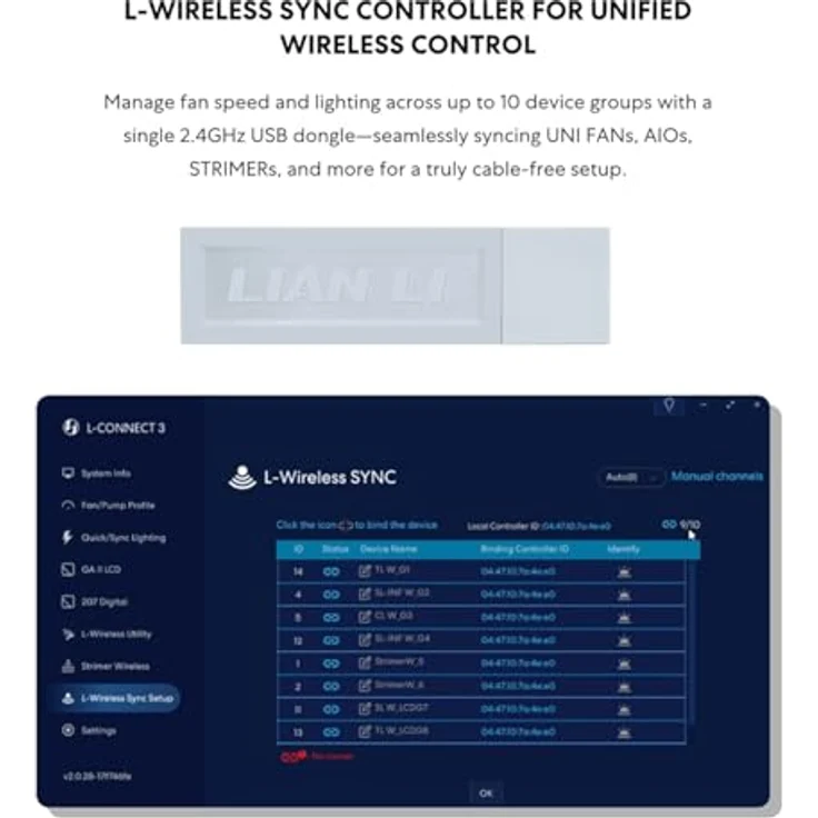 Lian Li UNI FAN CL Wireless, 120mm Gehäuselüfter mit Dual-Zone-RGB-Beleuchtung und flüsterleisem Betrieb, weiß – Bild 8