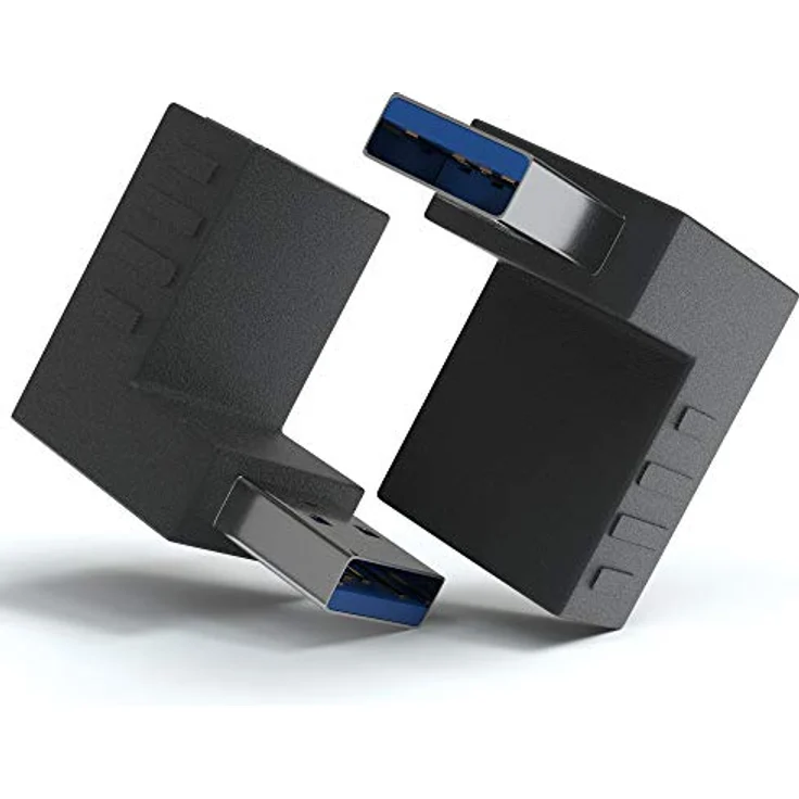 JAMEGA - USB 3.0 Winkel Adapter 90° Grad Winkeladapter | USB A Stecker zu USB A Buchse USB Winkelstecker Kupplung - Kompatibel mit Allen USB Kabeln – Bild 2