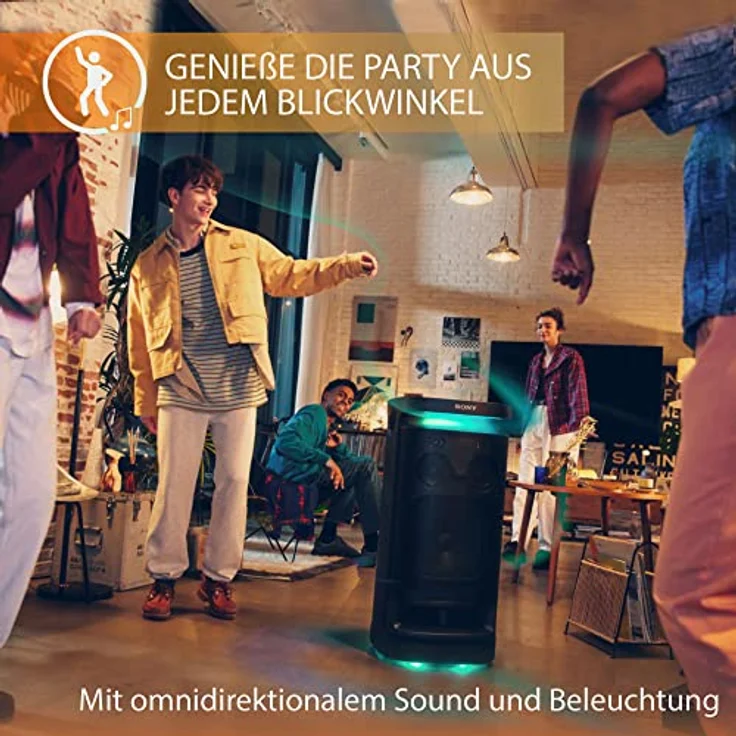 Sony SRS-XV900 - Kraftvoller Bluetooth Party Lautsprecher mit omnidirektionalem Party-Sound (Beleuchtung, für Indoor und Outdoor, 25h Akku, Karaokefunktion und Touch Panel - schwarz, SRSXV900B.CEL – Bild 3