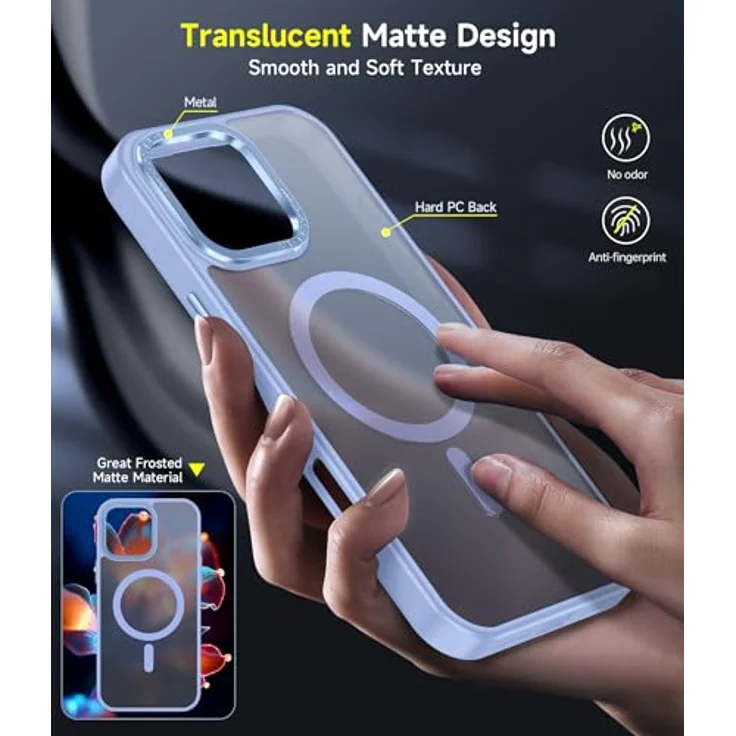 LeYi iPhone 16 Pro Hülle mit Magsafe, Militärschutz und 2 Schutzgläsern, stoßfest, magnetisch, anti-rutsch, kratzfest, dünn, Blau – Bild 5