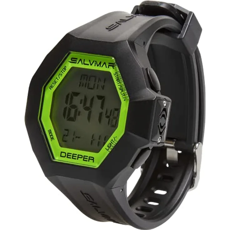 Salvimar Deeper Freitauchuhr, Tauchcomputer für Freediving und Spearfishing, bis 100 m wasserdicht, schwarz