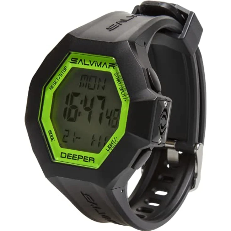 Salvimar Deeper Freitauchuhr, Tauchcomputer für Freediving und Spearfishing, bis 100 m wasserdicht, schwarz – Bild 1