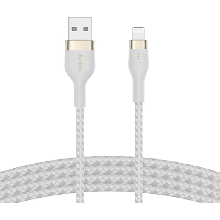 Belkin BOOST CHARGE PRO Flex Lightning/USB-A Kabel, 2m, extrem robust, verwicklungsfrei, weiß – Bild 3