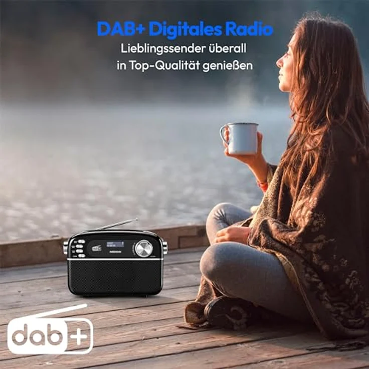 MEDION E66809 DAB Plus tragbares Solar Radio (Retro Design, Bluetooth, DAB+ UKW, integrierter Akku, Schwarz) – Bild 2