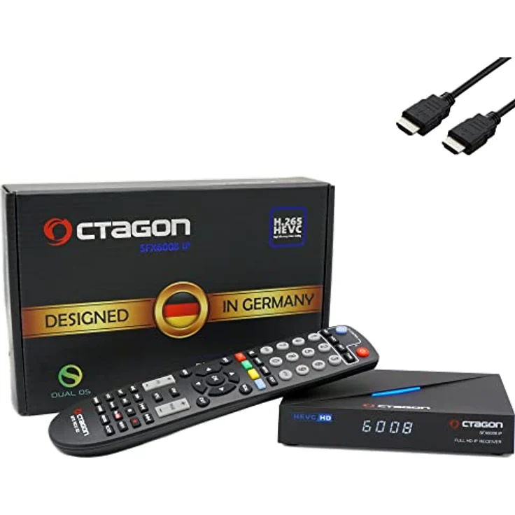 Octagon SFX6008 IP H.265 HEVC Full-HD E2 Linux Set-Top Box & Smart Receiver, Internet TV Receiver in schwarz mit 300Mbit WLAN Stick + EasyMouse HDMI-Kabel – Bild 2