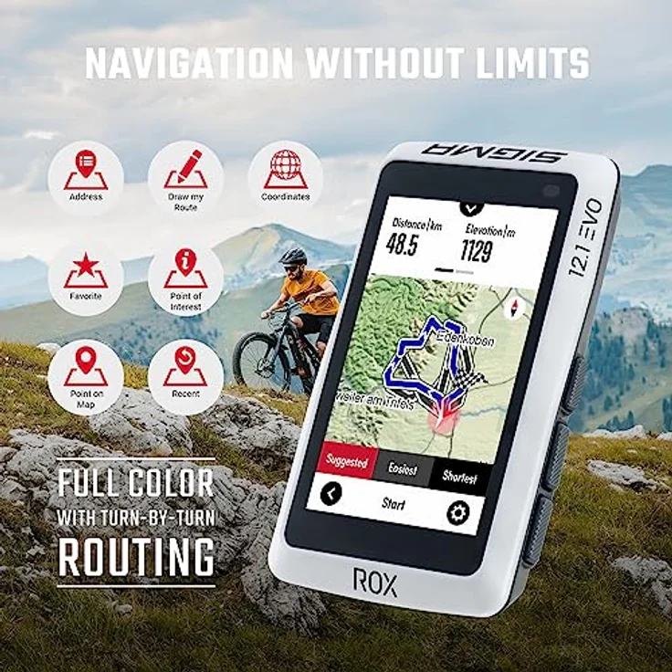 Sigma GPS Fahrradcomputer - Rox 12.1 Evo Basic Set, White, Bluetooth, GPS, GLONASS – Bild 3