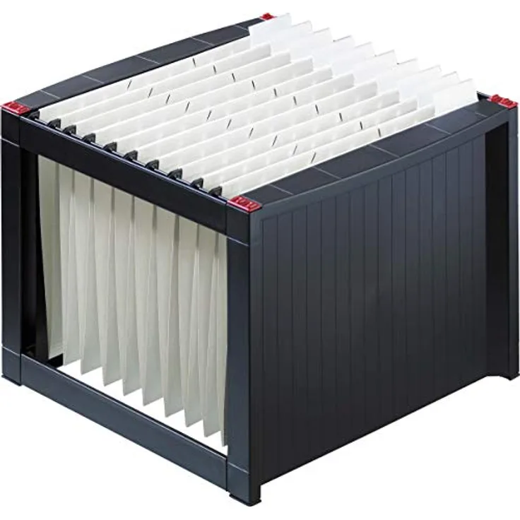 Helit Hängeregister-Box H61100-92, the rack, A4, für 40 Hängemappen, schwarz