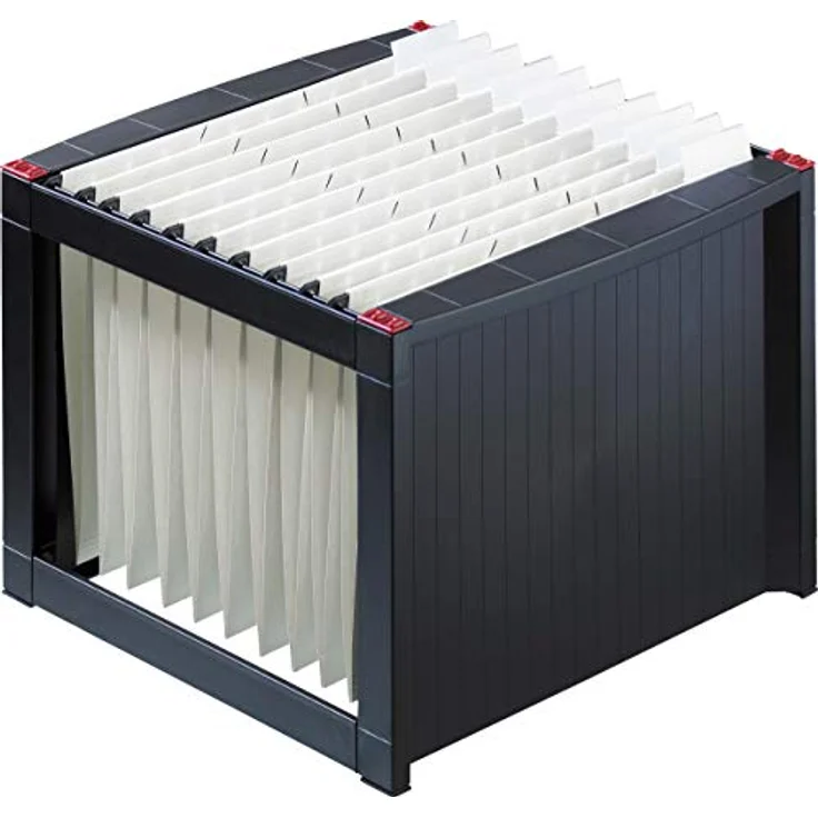 Helit Hängeregister-Box H61100-92, the rack, A4, für 40 Hängemappen, schwarz – Bild 1